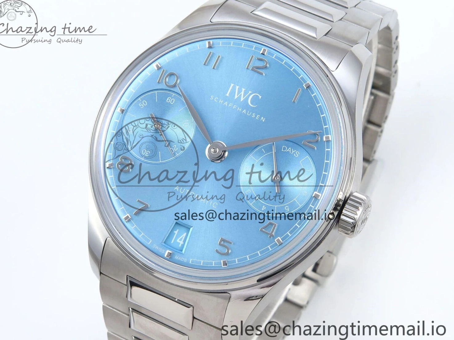 MIROTIME 0202 FashionForward Portugieser Auto IWC0562D APSF 1:1 Best Edition Light Blue Dial on SS Bracelet A 6994